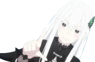 👈 8d3c1dd9 Echidna Re:Zero − Starting Life in Another World anime, witch, isekai, white hair, finger point telegram sticker