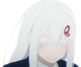 😔 8ddfed89 Echidna Re:Zero anime, witch, smile, character, white hair telegram sticker