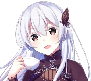 😄 8e3cb57d anime, girl, cute, butterfly, tea telegram sticker