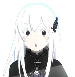 😯 a364ddf9 Echidna Re:Zero anime, witch, white hair, butterfly, cute telegram sticker
