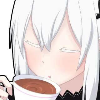 ☕️ ab84a6ac anime, girl, drinking, coffee, cute telegram sticker