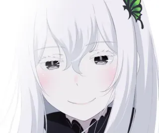 🙂 baa5d625 Echidna Re:Zero anime, witch, white hair, smiling, character telegram sticker