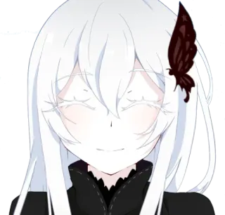 😌 fad1a567 Echidna Re:Zero anime, witch, white hair, butterfly, smiling telegram sticker