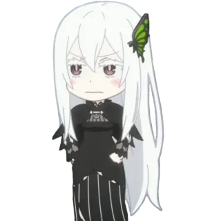 😐 babda0a5 Echidna Re:Zero anime, echidna, re:zero, witch of greed, chibi whatsapp sticker