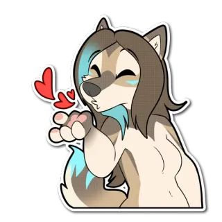 😘 0d2bd0de lupo, furry, cartone animato, cuore, bacio, antropomorfo whatsapp sticker