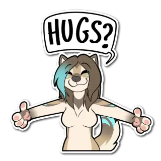 🤗 75e142cd HUGS? Furry, Abbraccio, Richiesta, Animale, Carino, Amichevole, Cartone animato whatsapp sticker