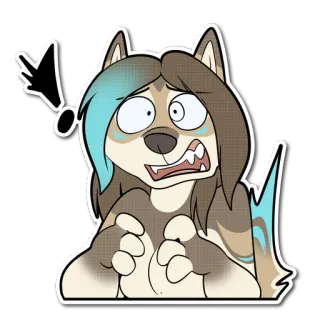 ❗ b079b88a Furry, Cartone animato, Adesivo, Lupo, Ansioso, Scioccato whatsapp sticker