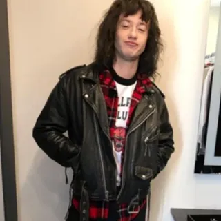 😎 462fec0c HELLFIRE CLUB man, leather jacket, plaid shirt, t-shirt, red telegram sticker