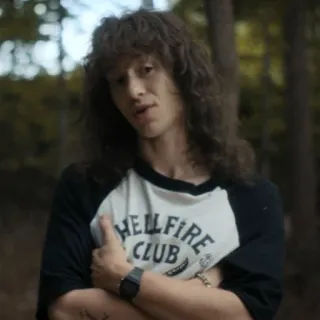 😚 875a3d80 Eddie Munson Stranger Things HELLFIRE CLUB Eddie Munson, Hellfire Club, Stranger Things, tv show telegram sticker