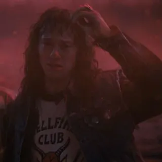 😥 ee61e5ea Eddie Munson Stranger Things HELLFIRE CLUB Eddie Munson, Stranger Things, Hellfire Club, TV show, 80s, character telegram sticker