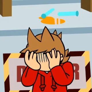 😨 07dcccef Tord Eddsworld animation, cartoon, upset, laboratory, accident telegram sticker