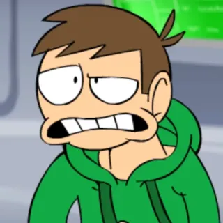 😫 221d6b4d Edd Eddsworld cartoon, green, character, animation, comedic telegram sticker