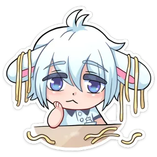 😔 c7f63cc4 chibi, słodki, manga, anime, ilustracja, kawaii, makaron, znudzony telegram sticker