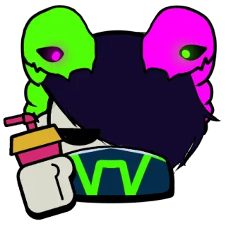 🥤 f50e194a personaggio, cartone animato, neon, occhiali da sole telegram sticker