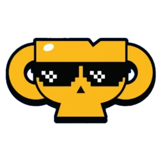 😎 4647bab9 ถ้วยรางวัล, เท่, แว่นกันแดด, พิกเซล, สีเหลือง, เกม telegram sticker