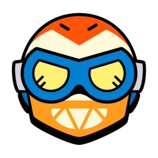 😈 58818327 adesivo, desenho animado, personagem, laranja, azul, bravo, rosto, expressão telegram sticker
