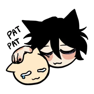 😌 0ece272a Pat Pat cat, cute, crying, pet, sad, pat whatsapp sticker