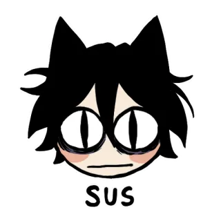👀 5c9bc4da SUS anime, cartoon, eyes, cat, suspect whatsapp sticker