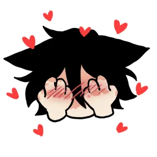 💕 5e9e496c anime, middle finger, hearts, embarrassed, cartoon whatsapp sticker