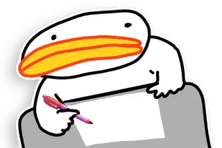 ✍️ 75f65c1a cartoon, bird, writing, pen, paper telegram sticker