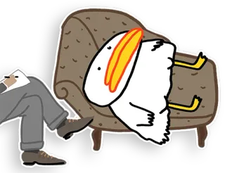 😞 f57d6264 duck, chair, cartoon, bird, sleeping telegram sticker