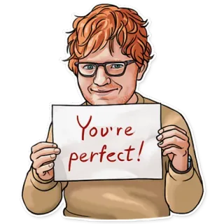 👌 581e6ed5 Ed Sheeran You're perfect! ed sheeran, perfect, messaggio positivo, cantante, cantautore, celebrità telegram sticker