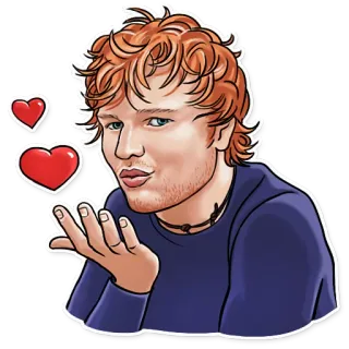 😘 7ce23c9f Ed Sheeran Ed Sheeran, cantante, musicista, cuore, bacio, rosso, rossi telegram sticker