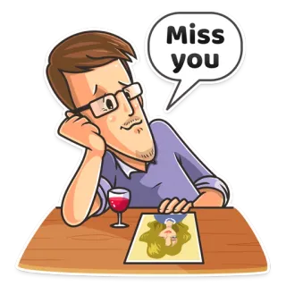 😌 4e8a774e Miss you nhớ bạn, buồn, đàn ông, cô đơn, rượu vang, người, hoạt hình telegram sticker