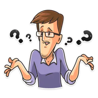 🤷 dead56c8 bối rối, câu hỏi, nghi ngờ, đàn ông, kính, suy nghĩ telegram sticker