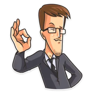 👌 fdd71827 doanh nhân, cử chỉ OK, phê duyệt, phim hoạt hình, người đàn ông, áo vest telegram sticker