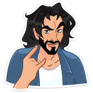🤘 4034fc70 uomo, ritratto, cartone animato, gesto, espressione, barba telegram sticker