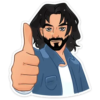 👍 7108499d uomo, cartone animato, pollice in su, approvazione, positivo, mi piace telegram sticker