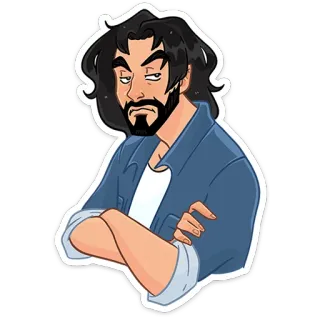 😕 eb4a7e42 uomo, cartone animato, persona, personaggio, casual, braccia conserte telegram sticker