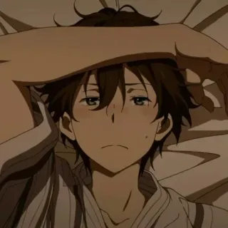 💞 7742291a anime, menino, sonolento, deitado, Hyouka telegram sticker