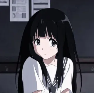 💞 8972807e anime, garota, uniforme escolar, cabelo preto, fofa telegram sticker