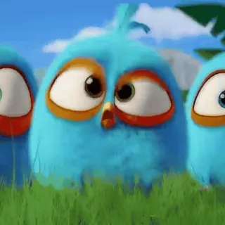 🎈 b04d00ed Cartoon, Blauer Vogel, Flauschig, Süß, Animiert, Vögel whatsapp sticker