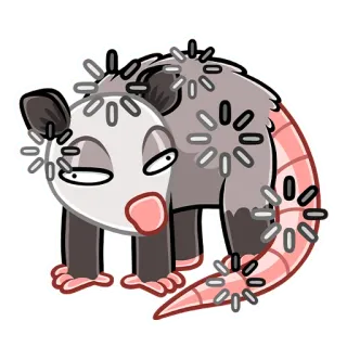 🤔 0275cd79 Opossum, Tier, Cartoon, Süß, Beuteltier, Illustration, Aufkleber telegram sticker