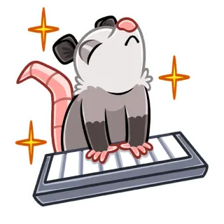 🎹 f752ebec Opossum, Tastatur, Musik, Tier, Süß, Cartoon telegram sticker