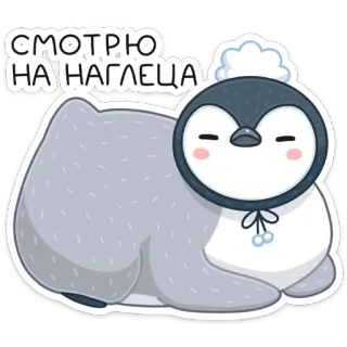 👀 ed6bc46d Смотрю на наглеца penguin, cute, cartoon, animal, bird, sleeping whatsapp sticker