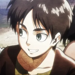 🗡 5a8f99c6 Eren Yeager Attack on Titan Anime, Personage, Glimlach telegram sticker