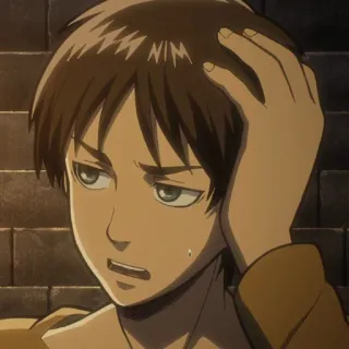 🗡 61e2b6f1 Eren Yeager Attack on Titan anime, eren yeager, attack on titan, verdrietig, verward, denkend, manga telegram sticker