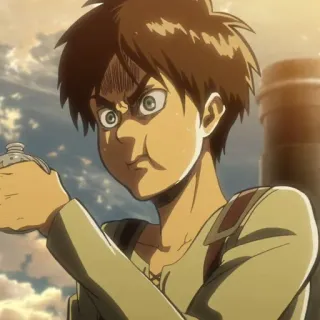 🗡 90cdc055 Eren Yeager Attack on Titan Anime, Personage, Eren Yeager, Attack on Titan, Grappig gezicht, Meme telegram sticker