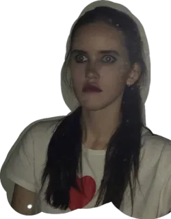 😰 ca2e6dcb mulher, retrato, olhos vermelhos, coração, camiseta telegram sticker