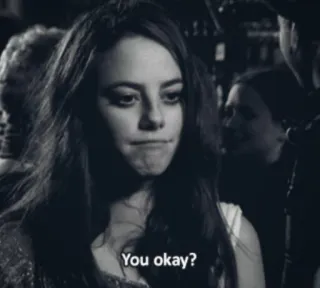 😕 1d0006f0 You okay? czarno białe, kobieta, pytanie, smutny telegram sticker