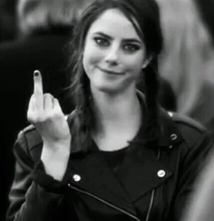 😌 3bf2a353 中指, 冒犯, 手势, 粗鲁, 肖像, 女孩 telegram sticker