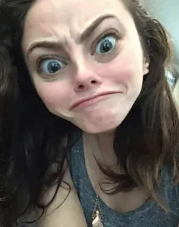 🦋 069fbae0 lustiges Gesicht, albern, doof, Gesichtsausdruck, Frau telegram sticker