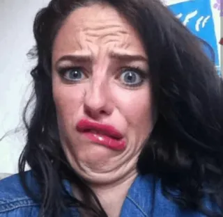 🦋 8a8b1ae1 lustiges Gesicht, Gesichtsausdruck, Frau, albern, Porträt telegram sticker