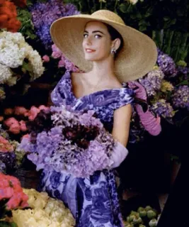 🦋 b6031fc8 Frau, Hut, Blumen, Porträt, Garten, Mode telegram sticker