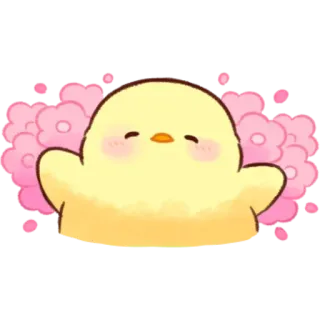 🤩 14c86a80 cute, chick, yellow, bird, flower, animal telegram sticker