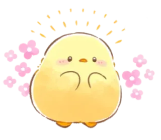 🤩 2a226f4d chick, cute, yellow, flowers, kawaii, animal, bird telegram sticker